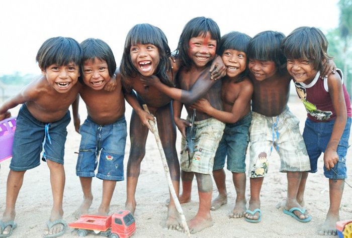 Kayapo children playing in village. Photo by Martin Schoeller.